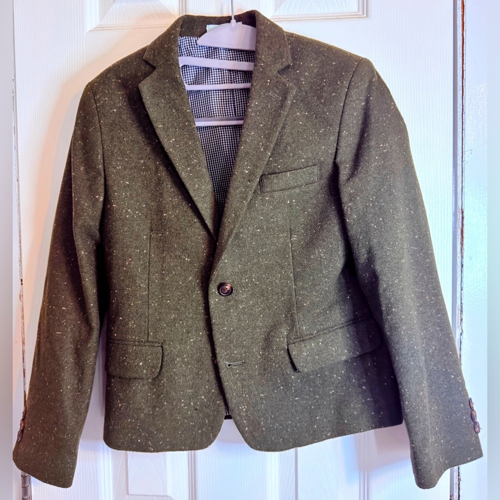 Class Club Boy Size 10/12 Forest Green Speckled Blazer